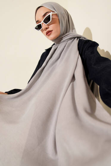 Liora Pamuk Şal Gri -85 - Başörtüsü