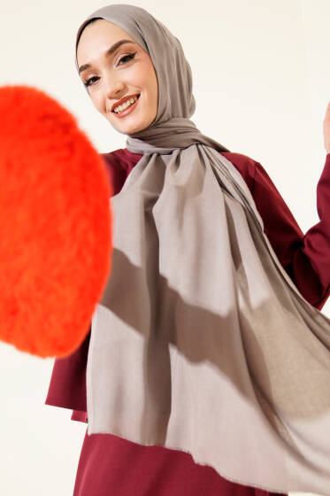 Liora Pamuk Şal Kayrak Grisi -44 - Başörtüsü