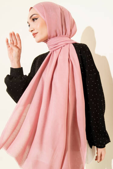 Liora Pamuk Şal Pembe -77 - Başörtüsü