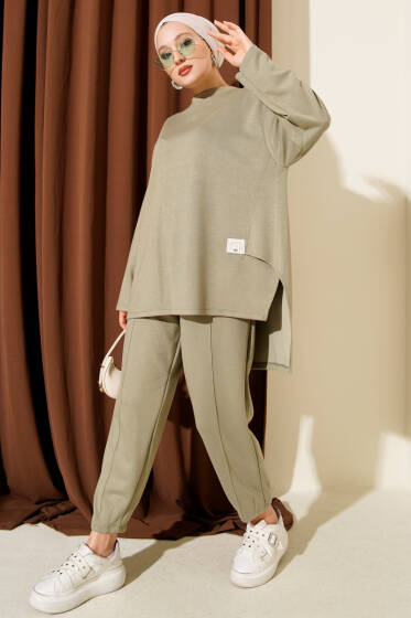 Logolı Asimetrik Kesim Loyşa İkili Takım Nefti - İkili Takım