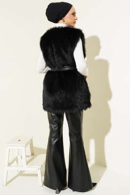 Lolita Peluş Kuşaklı Yelek Siyah - 700-1000 TL Ürünler