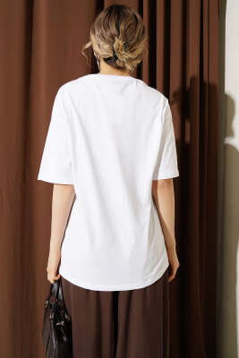 London Baskılı Oversize T-shirt Beyaz - Kadın Giyim Modelleri