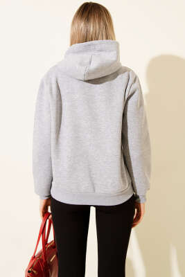 Los Angeles Baskılı Şardonlu Sweatshirt Gri - Kadın Giyim Modelleri