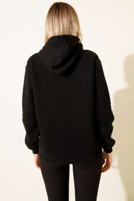 Los Angeles Baskılı Şardonlu Sweatshirt Siyah - Kadın Giyim Modelleri