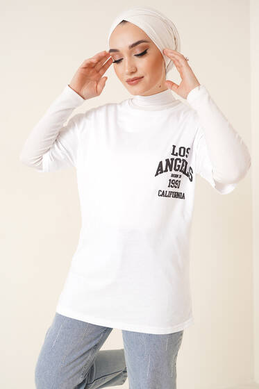 Los Angeles Baskılı Tshirt Beyaz - T-Shirt