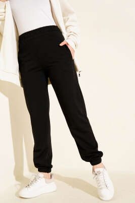 Los Angeles Nakışlı Şardonlu Pantolon Siyah - Pantolon