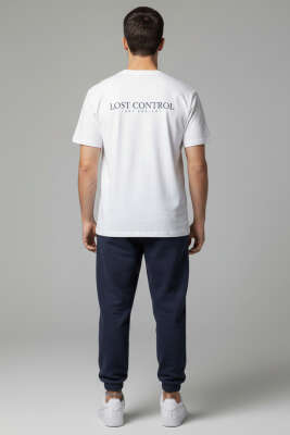 Lost Control Baskılı Erkek T-shirt Beyaz - Yılın Fırsatı