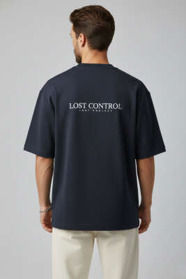 Lost Control Baskılı Erkek T-shirt Lacivert - Babalar Günü