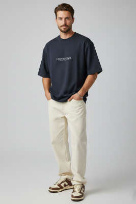 Lost Control Baskılı Erkek T-shirt Lacivert - Erkek T-shirt