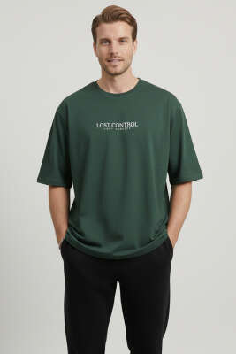 Lost Control Baskılı Erkek T-shirt Nefti - FRESHMAN