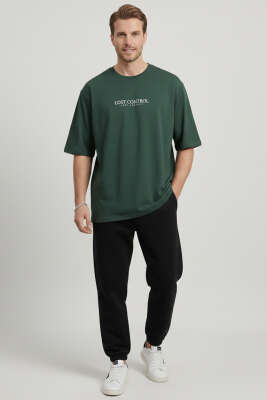 Lost Control Baskılı Erkek T-shirt Nefti - Yılın Fırsatı