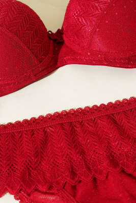 Lotus Destekli Jakar Sütyen Takım Bordo - Yılın Fırsatı