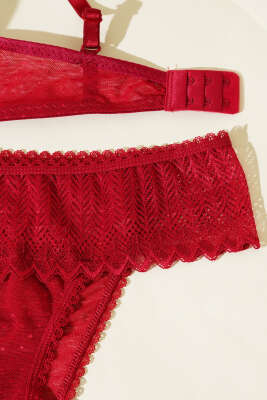 Lotus Destekli Jakar Sütyen Takım Bordo - Yılın Fırsatı