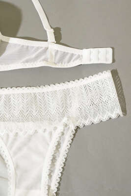 Lotus Destekli Jakar Sütyen Takım Ekru - Yılın Fırsatı