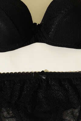 Lotus Desteksiz Jakar Sütyen Takım Siyah - Yılın Fırsatı