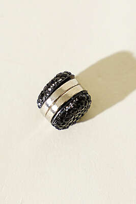 Lotus Serisi Desenli Siyah Eşarp Mıknatısı - İğne ve Klips