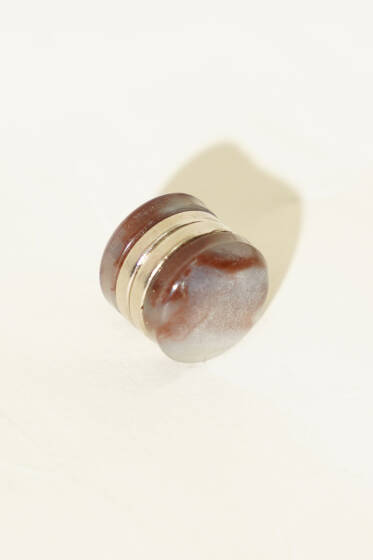 Lotus Serisi Ekru Kahve Eşarp Mıknatısı - İğne ve Klips