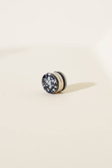 Lotus Serisi Siyah Ekru Eşarp Mıknatısı - İğne ve Klips