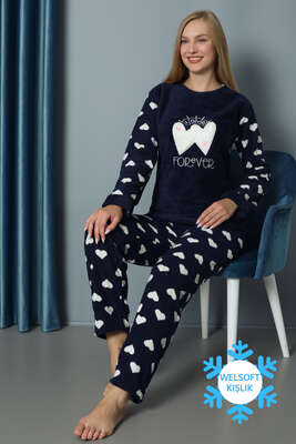 Love Forever Doğalgaz Faturası Düşüren Pijama Takımı Lacivert - Thumbnail