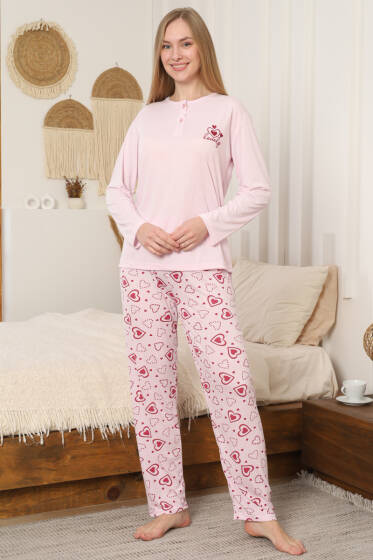 Lovely Baskılı Uzun Kol Pijama Takımı Pembe - Pijama