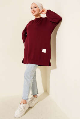 Loyşa Arma Detaylı Salaş Tunik Bordo - Tunik