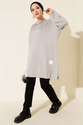Loyşa Arma Detaylı Salaş Tunik Gri - Tunik