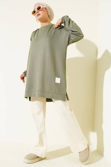 Loyşa Arma Detaylı Salaş Tunik Haki - Tunik
