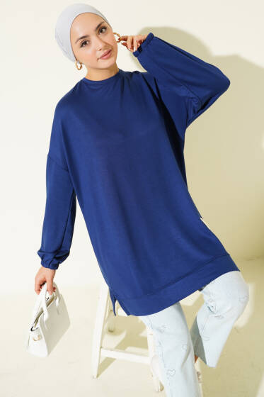 Loyşa Arma Detaylı Salaş Tunik İndigo - Tunik