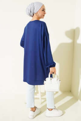 Loyşa Arma Detaylı Salaş Tunik İndigo - Yılın Fırsatı