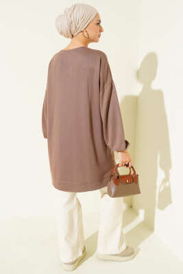 Loyşa Arma Detaylı Salaş Tunik Kahve - Tunik