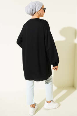 Loyşa Arma Detaylı Salaş Tunik Siyah - Tunik