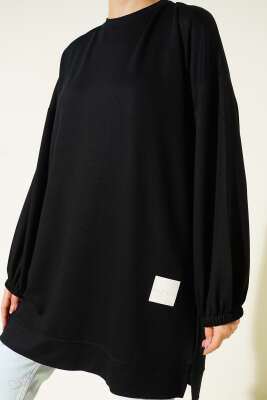 Loyşa Arma Detaylı Salaş Tunik Siyah - Tunik