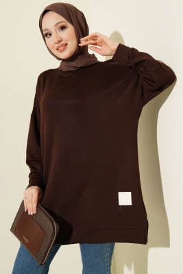 Loyşa Armalı Basic Tunik Acı Kahve - ELFİDA TEKSTİL