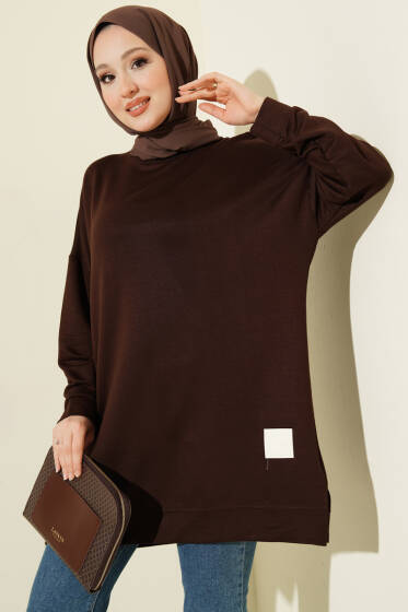 Loyşa Armalı Basic Tunik Acı Kahve - Tunik