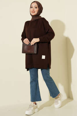 Loyşa Armalı Basic Tunik Acı Kahve - Tunik