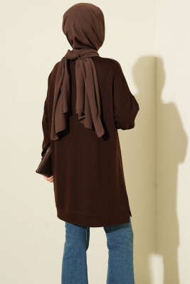 Loyşa Armalı Basic Tunik Acı Kahve - Tunik