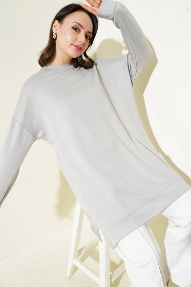 Loyşa Armalı Basic Tunik Gri - Tunik