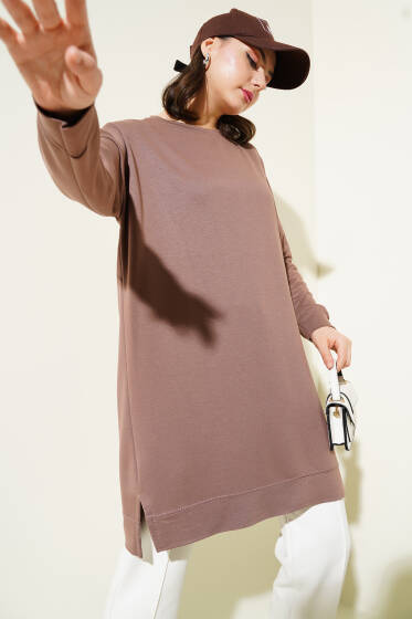 Loyşa Armalı Basic Tunik Kahve - Tunik