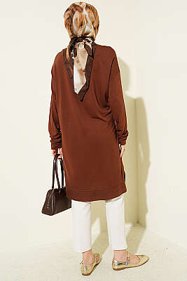 Loyşa Armalı Basic Tunik Kahve - Tunik
