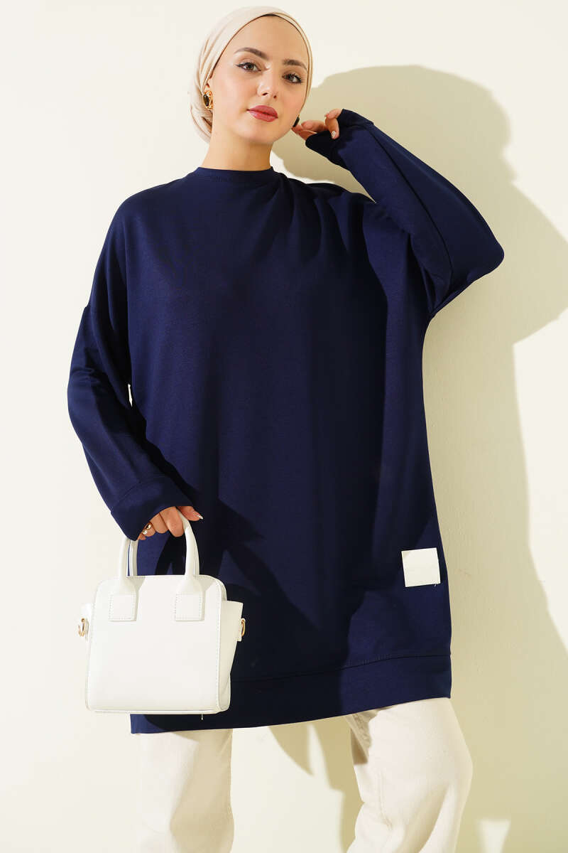 Loyşa Armalı Basic Tunik Lacivert