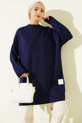 Loyşa Armalı Basic Tunik Lacivert - ELFİDA TEKSTİL