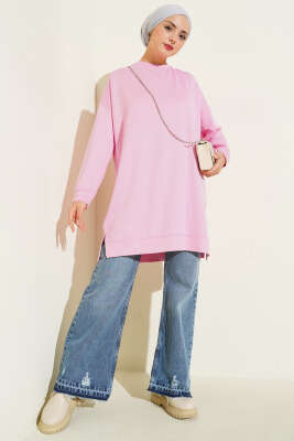 Loyşa Armalı Basic Tunik Pembe - ELFİDA TEKSTİL