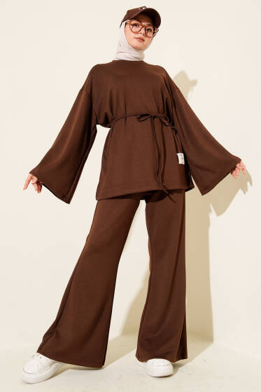 Loyşa Armalı İspanyol Paça İkili Takım Kahve - İkili Takım
