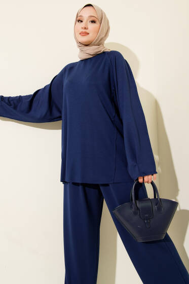 Loyşa Basic Bisiklet Yaka İkili Takım Lacivert - İkili Takım