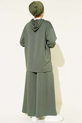 Loyşa Basic Fermuarlı Kapüşonlu İkili Takım Haki - İkili Takım