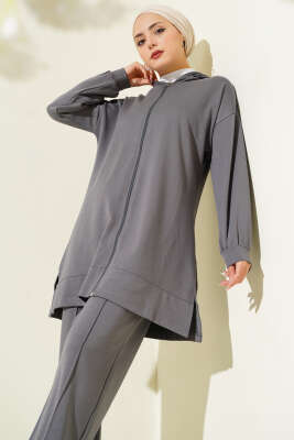 Loyşa Basic Kapüşonlu İkili Takım Gri - İkili Takım