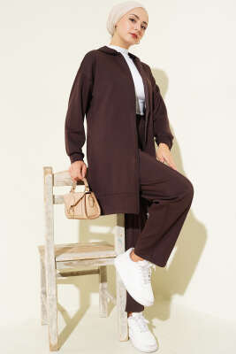 Loyşa Basic Kapüşonlu İkili Takım Kahve 