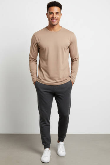 Loyşa Basic Sweatshirt Bej - Erkek Sweatshirt