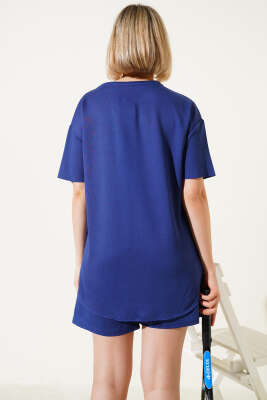 Loyşa Basic T-shirt Şort İkili Takım Lacivert - İKİLİ TAKIM