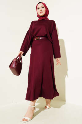 Loyşa Basic Tunik Etek İkili Takım Bordo 